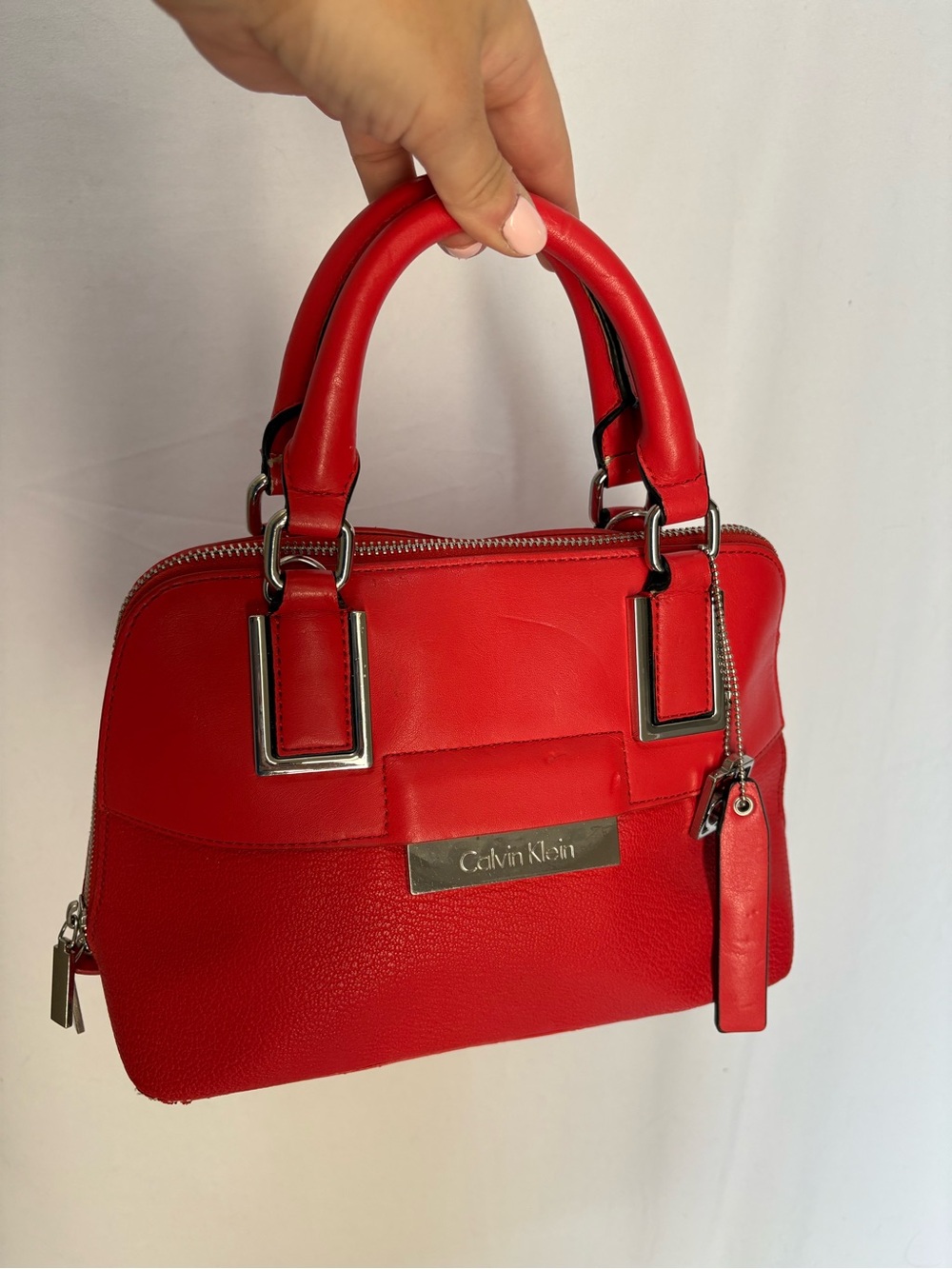 Calvin Klein Cherry Red Leather Handbag